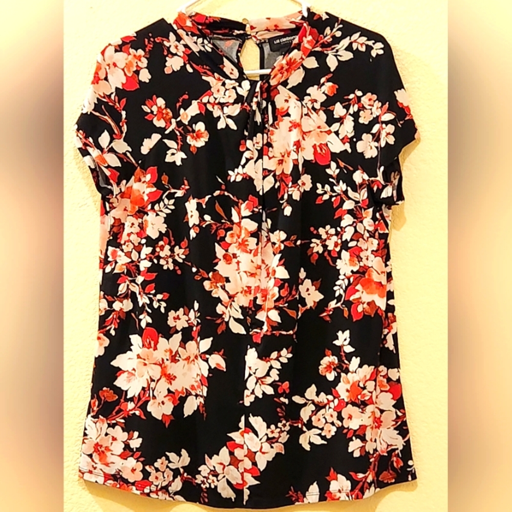Floral Black and Red Women's Top
